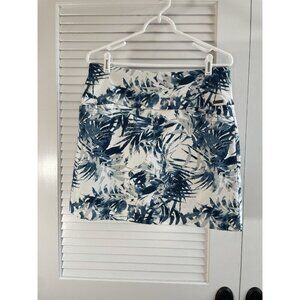 S.C. & Co Skorts Blue White with Pockets Tropical Theme Tummy Control Large